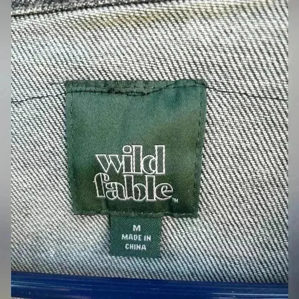 WILD FABLE women’s black denim oversized jacket size M with costume design USED - Picture 6 of 6